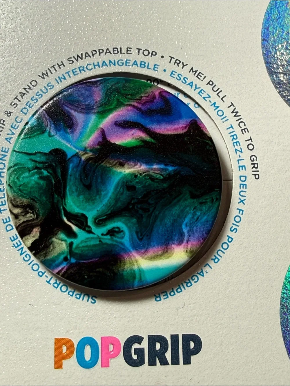 PopSocket PopGrip Phone Grip — Teal, Purple & Black Swirl